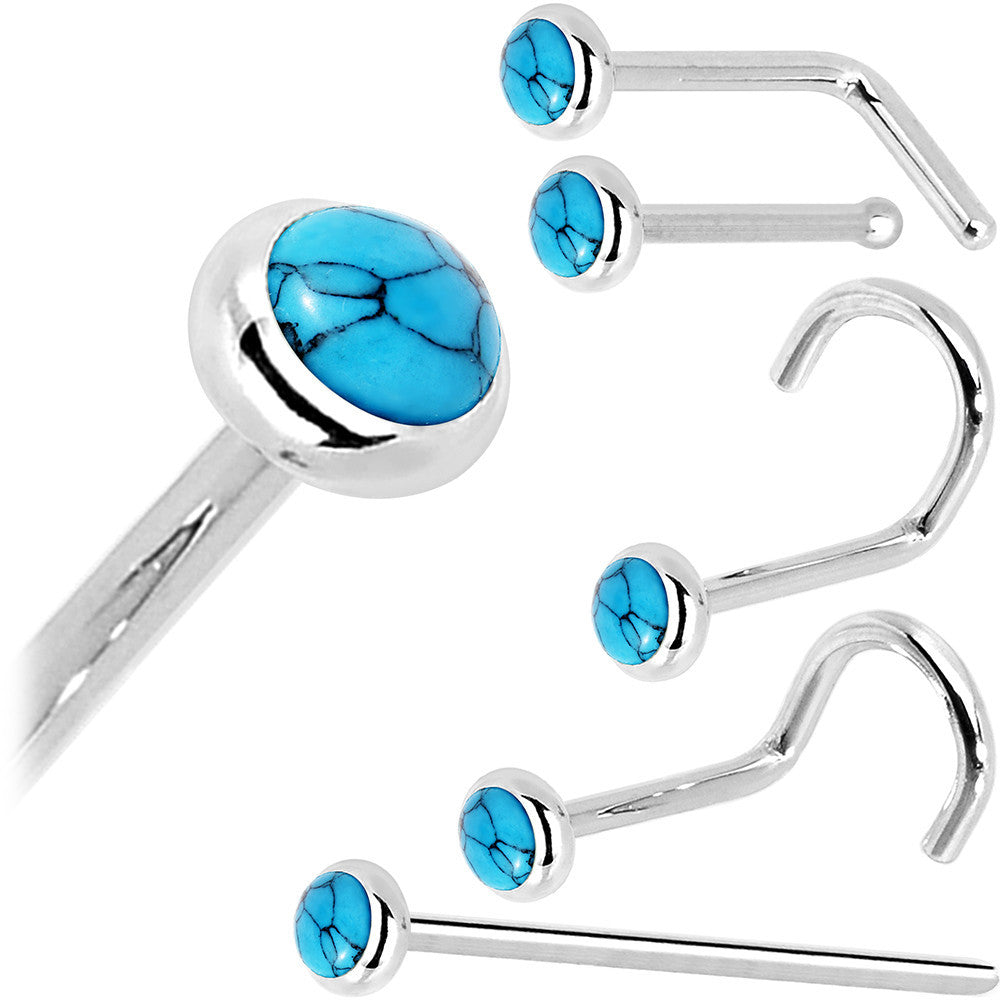 BodyCandy Solid 14K White Gold 2mm Turquoise Nose Ring — size reference