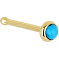 BodyCandy Solid 14K Yellow Gold 2mm Turquoise Nose Ring — detail close-up