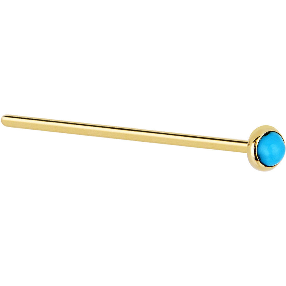 BodyCandy Solid 14K Yellow Gold 2mm Turquoise Nose Ring — lifestyle context