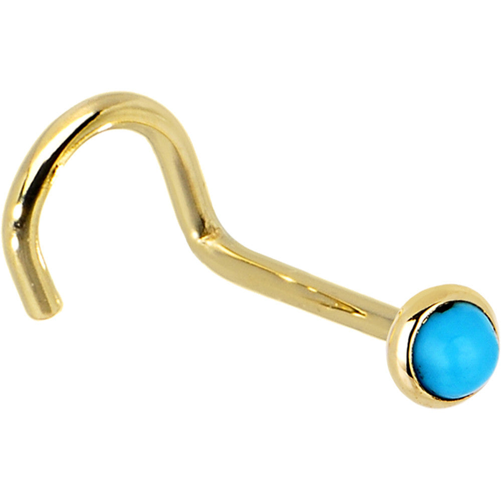 BodyCandy Solid 14K Yellow Gold 2mm Turquoise Nose Ring — alternative angle
