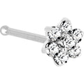BodyCandy Solid 14K White Gold Clear Cubic Zirconia Flower Nose Ring — detail close-up