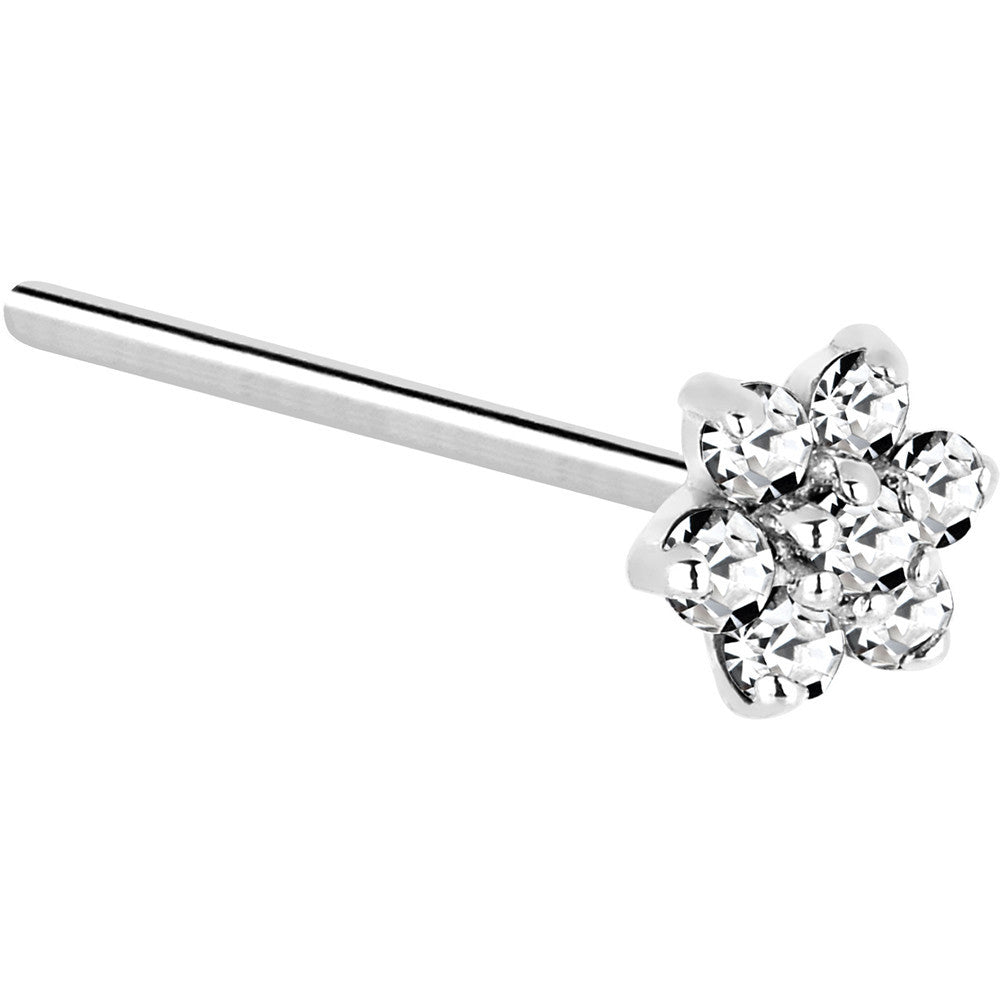 BodyCandy Solid 14K White Gold Clear Cubic Zirconia Flower Nose Ring — lifestyle context