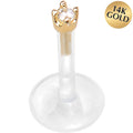 BodyCandy 16G 5/16 Solid 14K Yellow Gold 1.5mm CZ Bioplast Push in Tragus Earring — main product shot