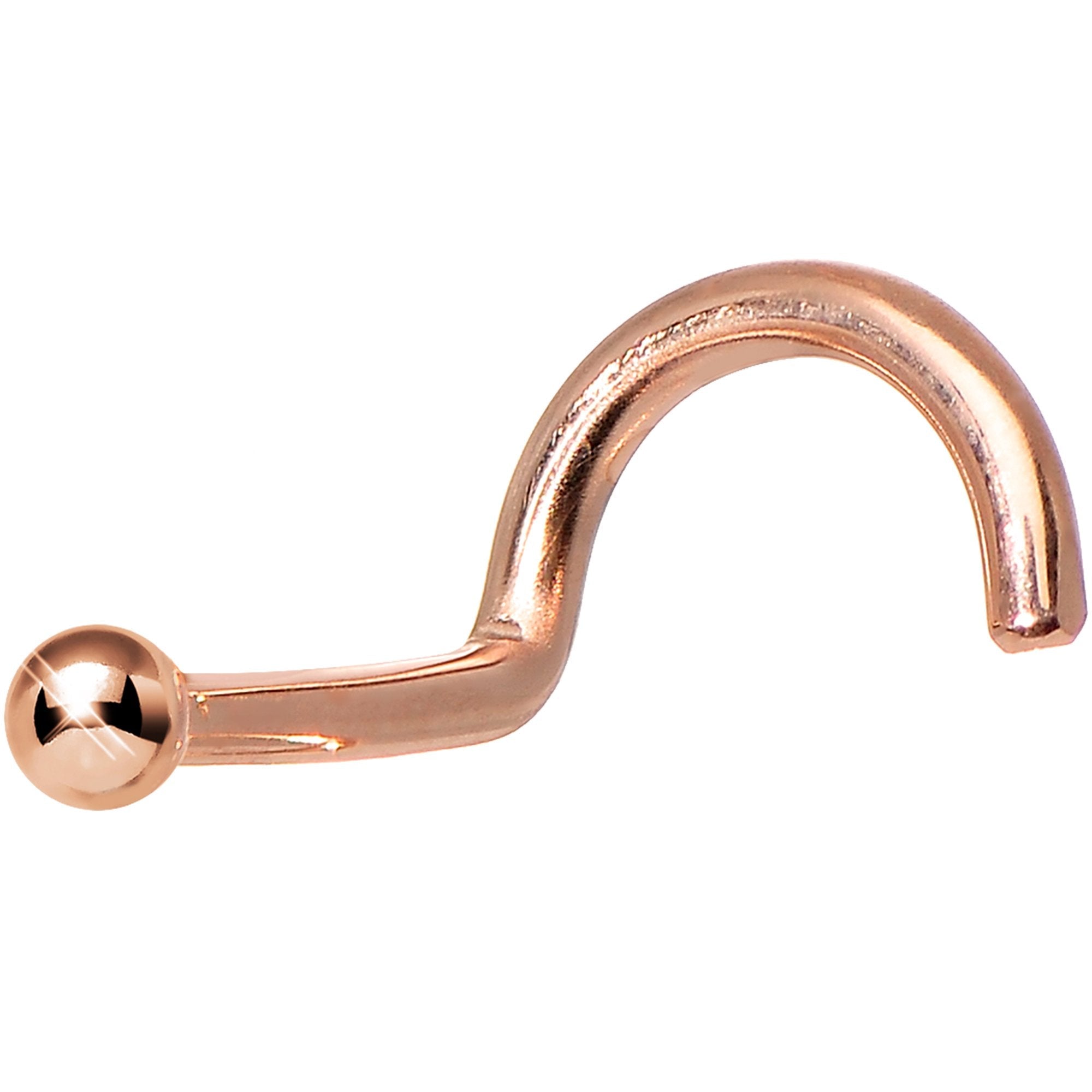 BodyCandy Solid 14K Rose Gold 1.5mm Ball Nose Ring — in-use context