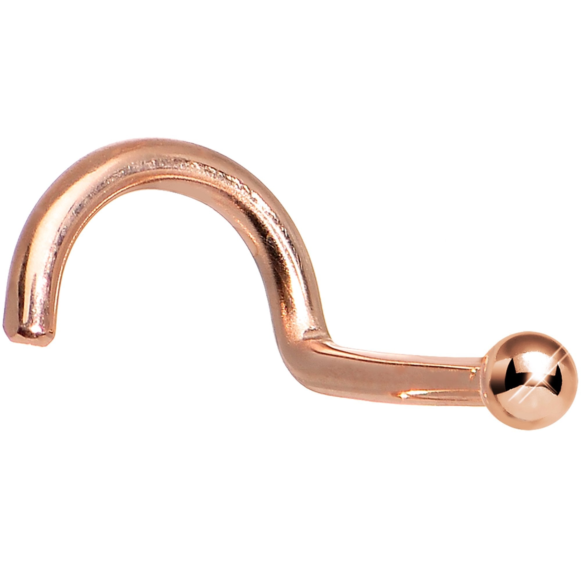 BodyCandy Solid 14K Rose Gold 1.5mm Ball Nose Ring — alternate view