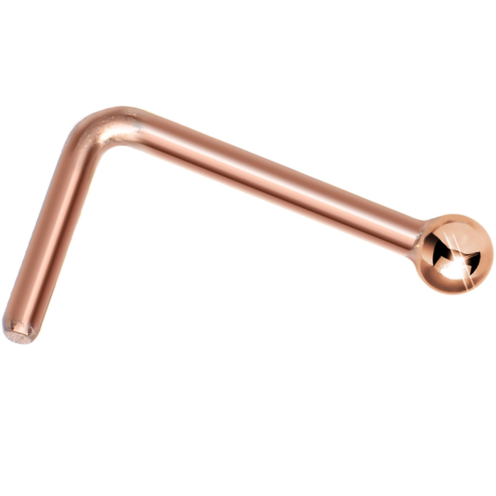 BodyCandy Solid 14K Rose Gold 1.5mm Ball Nose Ring — scale reference