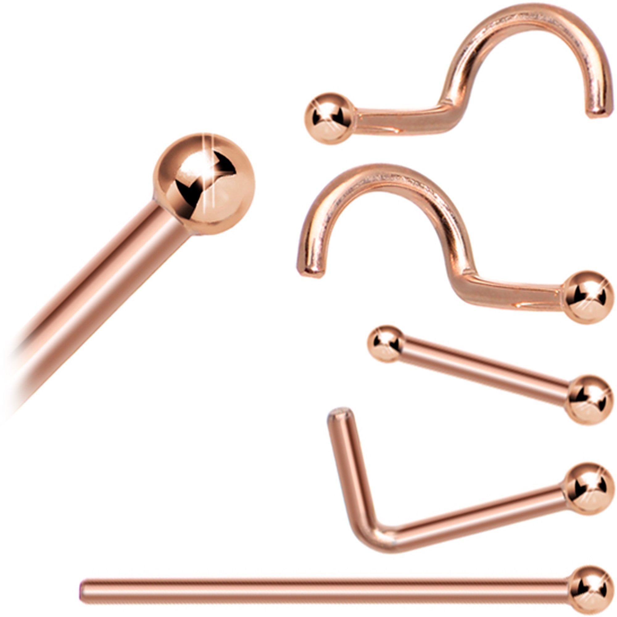 BodyCandy Solid 14K Rose Gold 1.5mm Ball Nose Ring — color variant