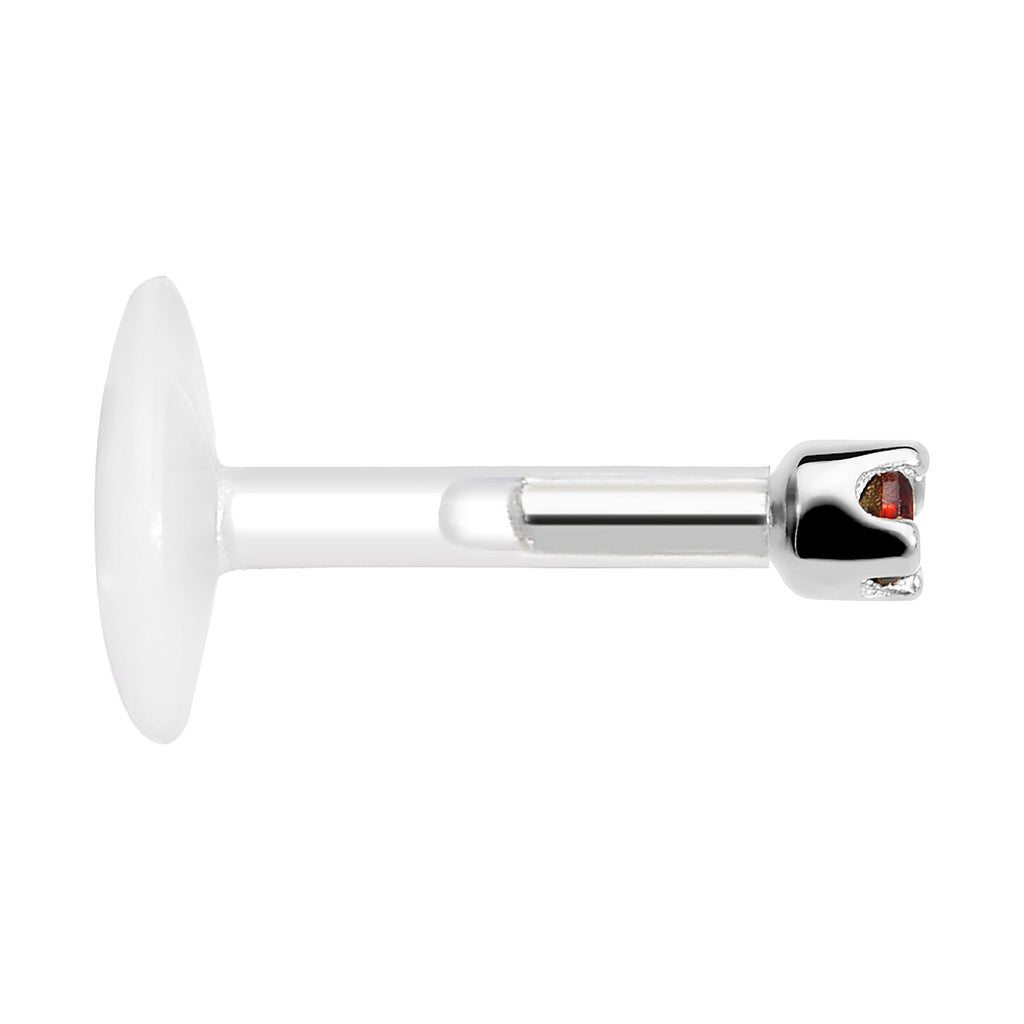 BodyCandy 16G 1/4 14K White Gold January 1.5mm CZ Bioplast Push in Cartilage Earring — lifestyle context