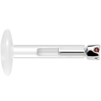 BodyCandy Solid 14K White Gold January 1.5mm CZ Bioplast Push in Labret Monroe — lifestyle context