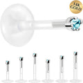 BodyCandy Solid 14K White Gold March 1.5mm CZ Bioplast Push in Labret Monroe — main product shot