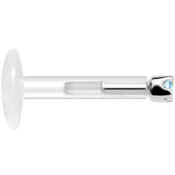 BodyCandy Solid 14K White Gold March 1.5mm CZ Bioplast Push in Labret Monroe — lifestyle context