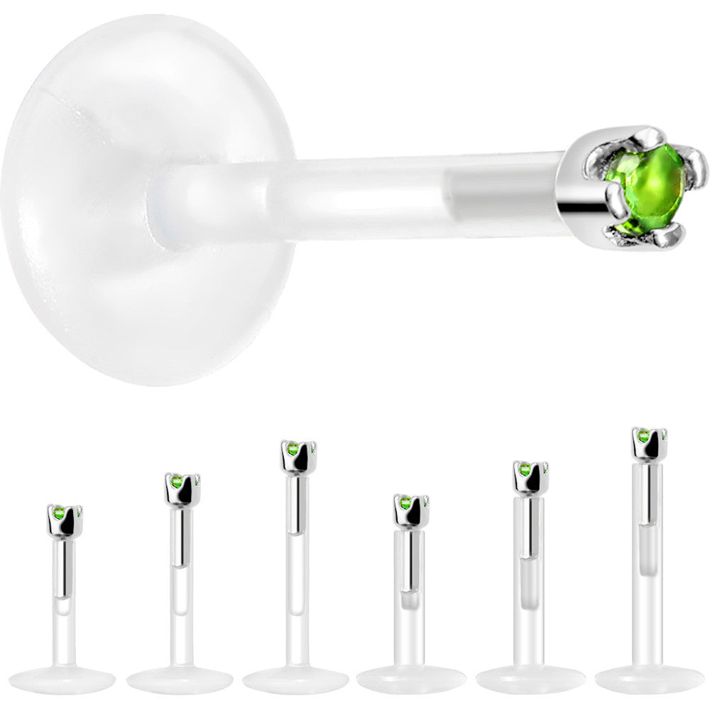 BodyCandy Solid 14K White Gold May 1.5mm CZ Bioplast Push in Labret Monroe — side view