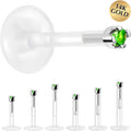 BodyCandy Solid 14K White Gold May 1.5mm CZ Bioplast Push in Labret Monroe — main product shot