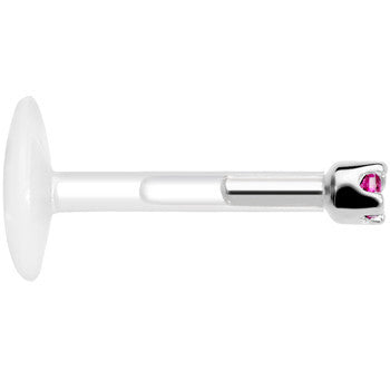 BodyCandy Solid 14K White Gold July 1.5mm CZ Bioplast Push in Labret Monroe — lifestyle context