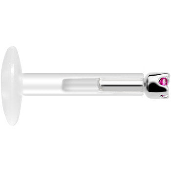 BodyCandy Solid 14K White Gold July 1.5mm CZ Bioplast Push in Labret Monroe — alternative angle
