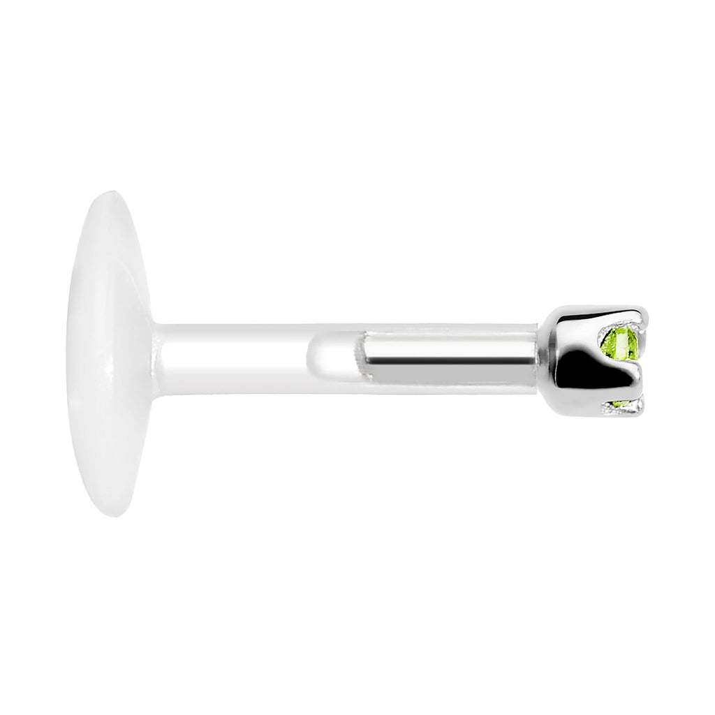 BodyCandy 16G 1/4 14K White Gold August 1.5mm CZ Bioplast Push in Cartilage Earring — lifestyle context