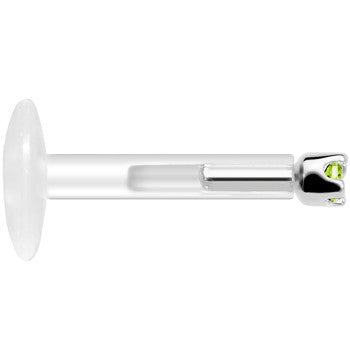 BodyCandy Solid 14K White Gold August 1.5mm CZ Bioplast Push in Labret Monroe — lifestyle context