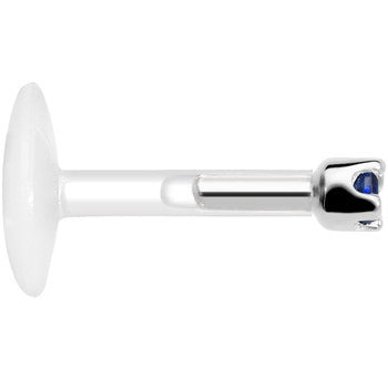 BodyCandy Solid 14K White Gold September 1.5mm CZ Bioplast Push in Labret Monroe — alternative angle