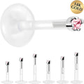 BodyCandy Solid 14K White Gold October 1.5mm CZ Bioplast Push in Labret Monroe — main product shot