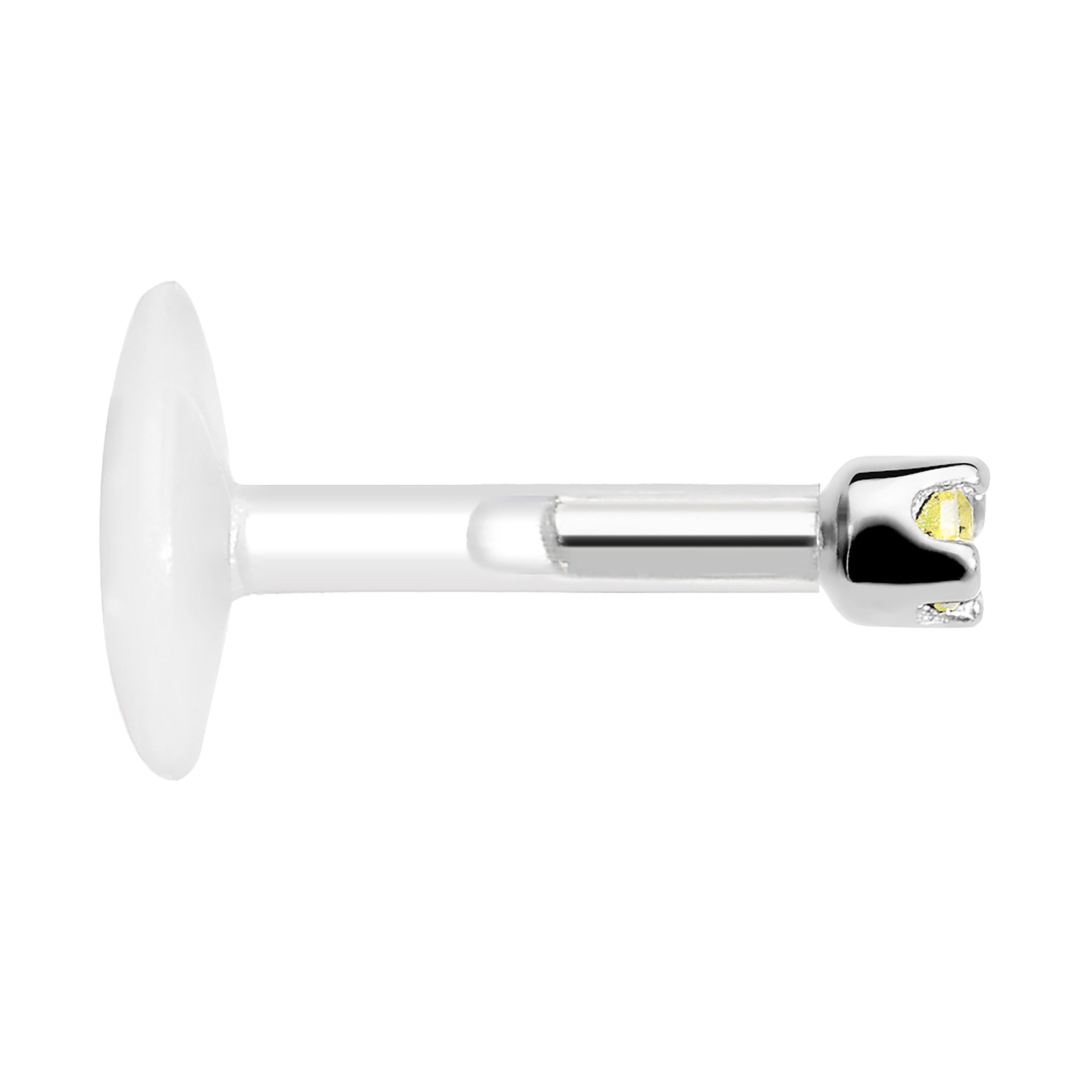 BodyCandy 16G 1/4 14K White Gold November 1.5mm CZ Bioplast Push in Cartilage Earring — lifestyle context