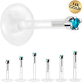 BodyCandy Solid 14K White Gold December 1.5mm CZ Bioplast Push in Labret Monroe — main product shot