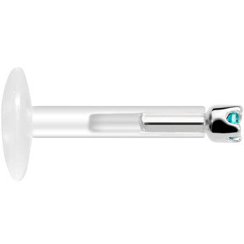 BodyCandy Solid 14K White Gold December 1.5mm CZ Bioplast Push in Labret Monroe — lifestyle context
