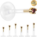 BodyCandy Solid 14K Yellow Gold January 1.5mm CZ Bioplast Push in Labret Monroe — main product shot