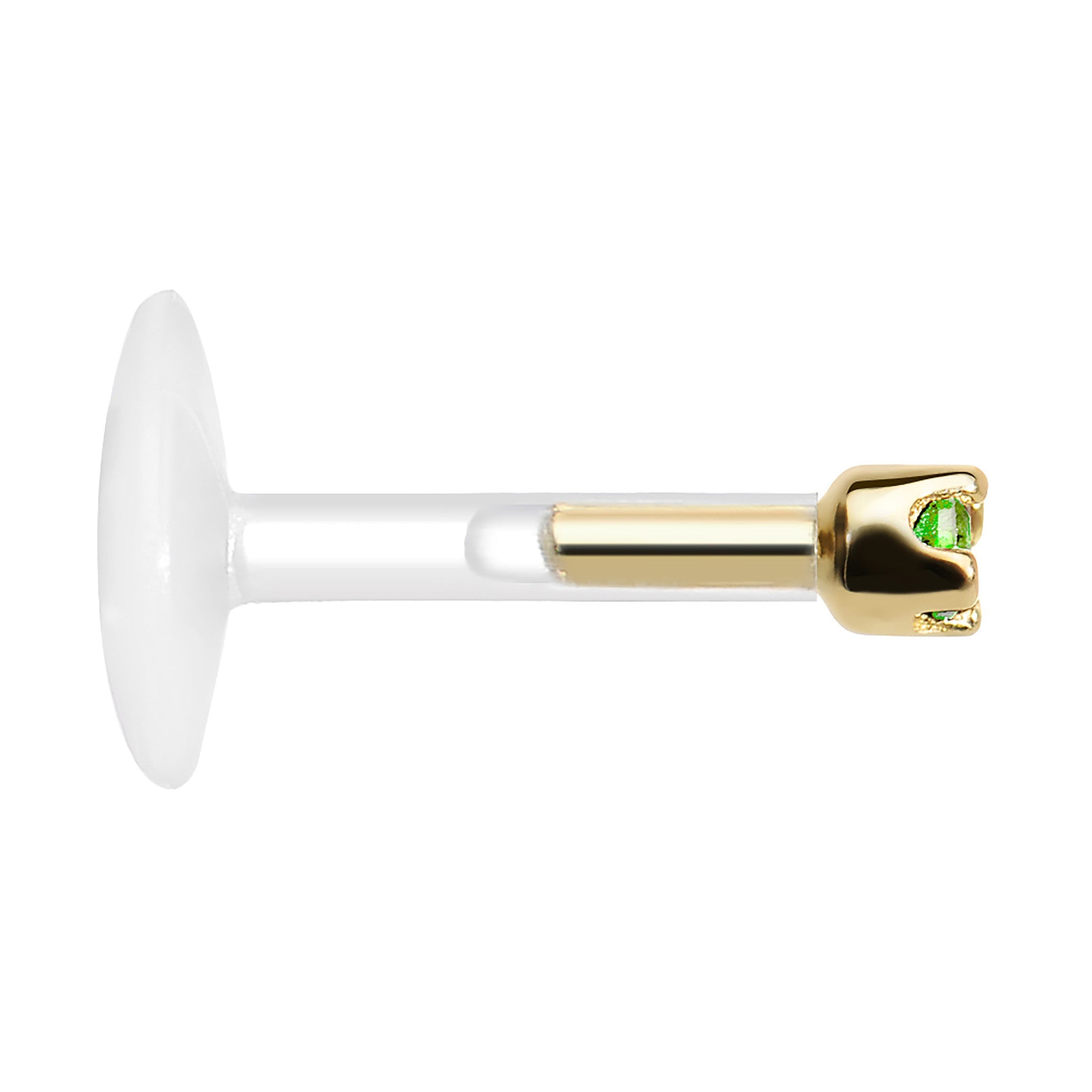 BodyCandy 16G 1/4 14K Yellow Gold May 1.5mm CZ Bioplast Push in Cartilage Earring — lifestyle context