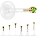 BodyCandy Solid 14K Yellow Gold May 1.5mm CZ Bioplast Push in Labret Monroe — main product shot