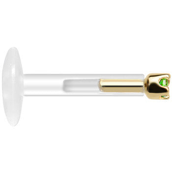 BodyCandy Solid 14K Yellow Gold May 1.5mm CZ Bioplast Push in Labret Monroe — lifestyle context