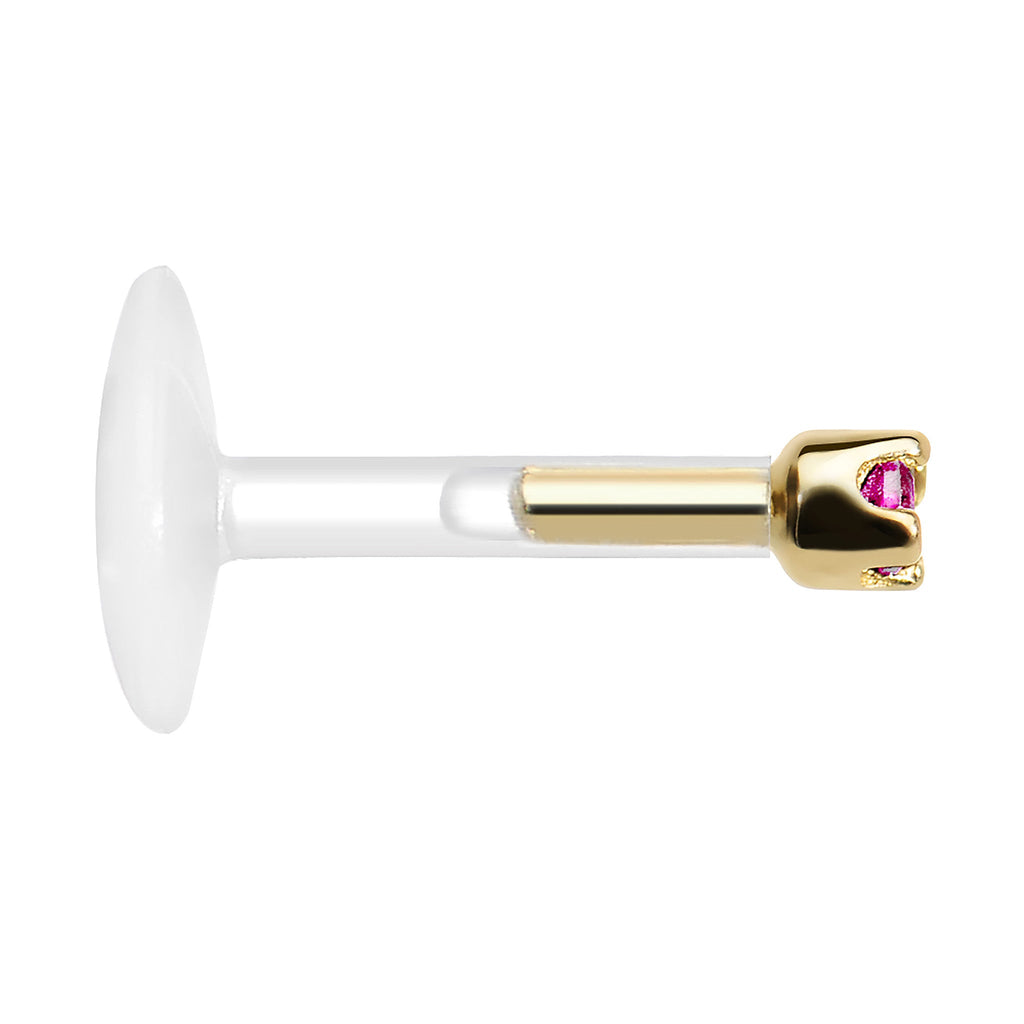 BodyCandy 16G 1/4 14K Yellow Gold July 1.5mm CZ Bioplast Push in Cartilage Earring — lifestyle context