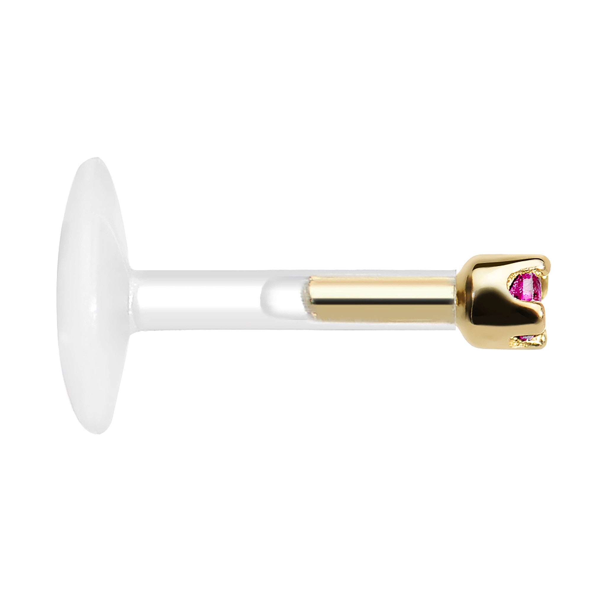 BodyCandy 16G 1/4 14K Yellow Gold July 1.5mm CZ Bioplast Push in Cartilage Earring — lifestyle context