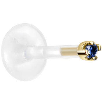 BodyCandy Solid 14K Yellow Gold September 1.5mm CZ Bioplast Push in Labret Monroe — lifestyle context
