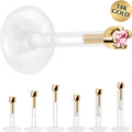 BodyCandy Solid 14K Yellow Gold October 1.5mm CZ Bioplast Push in Labret Monroe — main product shot