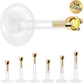 BodyCandy Solid 14K Yellow Gold November 1.5mm CZ Bioplast Push in Labret Monroe — main product shot