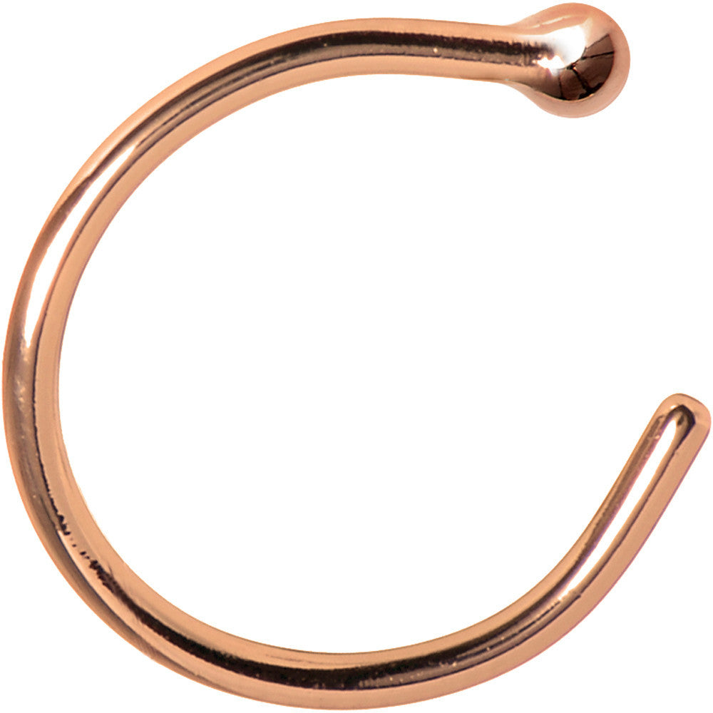 BodyCandy 20G 5/16 Solid 14K Rose Gold Nose Hoop — detail close-up