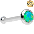 BodyCandy 14k White Gold 2mm Lime Synthetic Opal Nose Ring — alternative angle