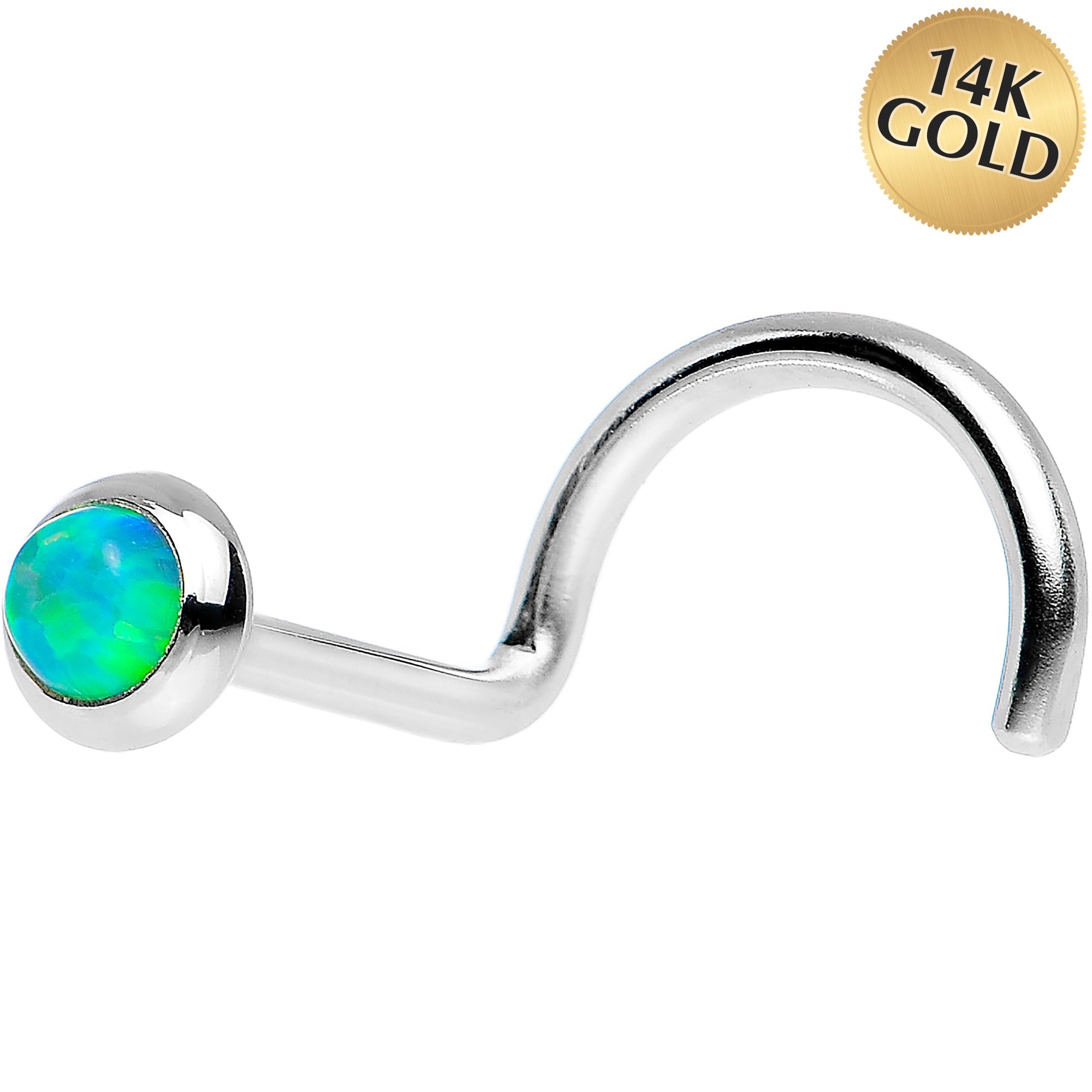 BodyCandy 14k White Gold 2mm Lime Synthetic Opal Nose Ring — lifestyle context