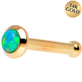 BodyCandy 14k Yellow Gold 2mm Lime Synthetic Opal Nose Ring — detail close-up