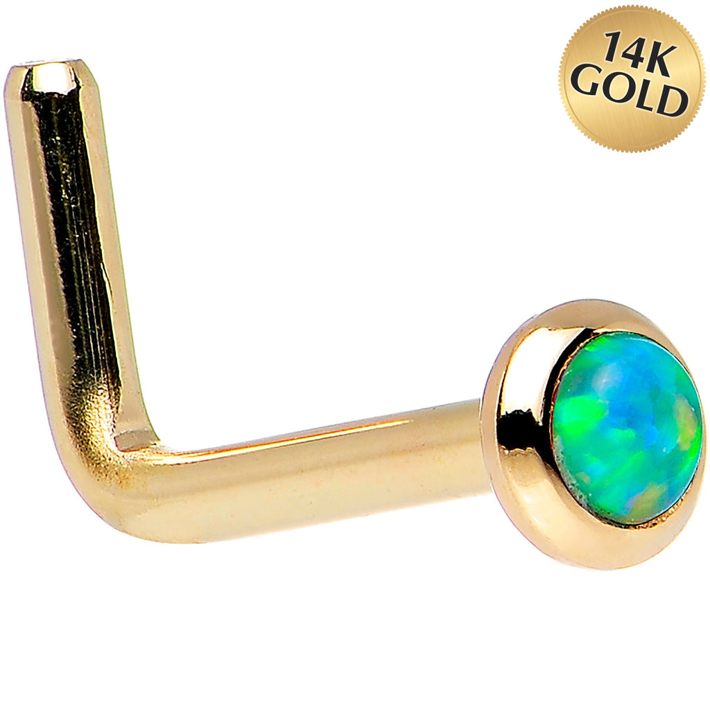 BodyCandy 14k Yellow Gold 2mm Lime Synthetic Opal Nose Ring — lifestyle context