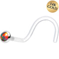 BodyCandy 18G White Gold 2mm Fire Red Synthetic Opal Bioplast Nose Ring — main product shot