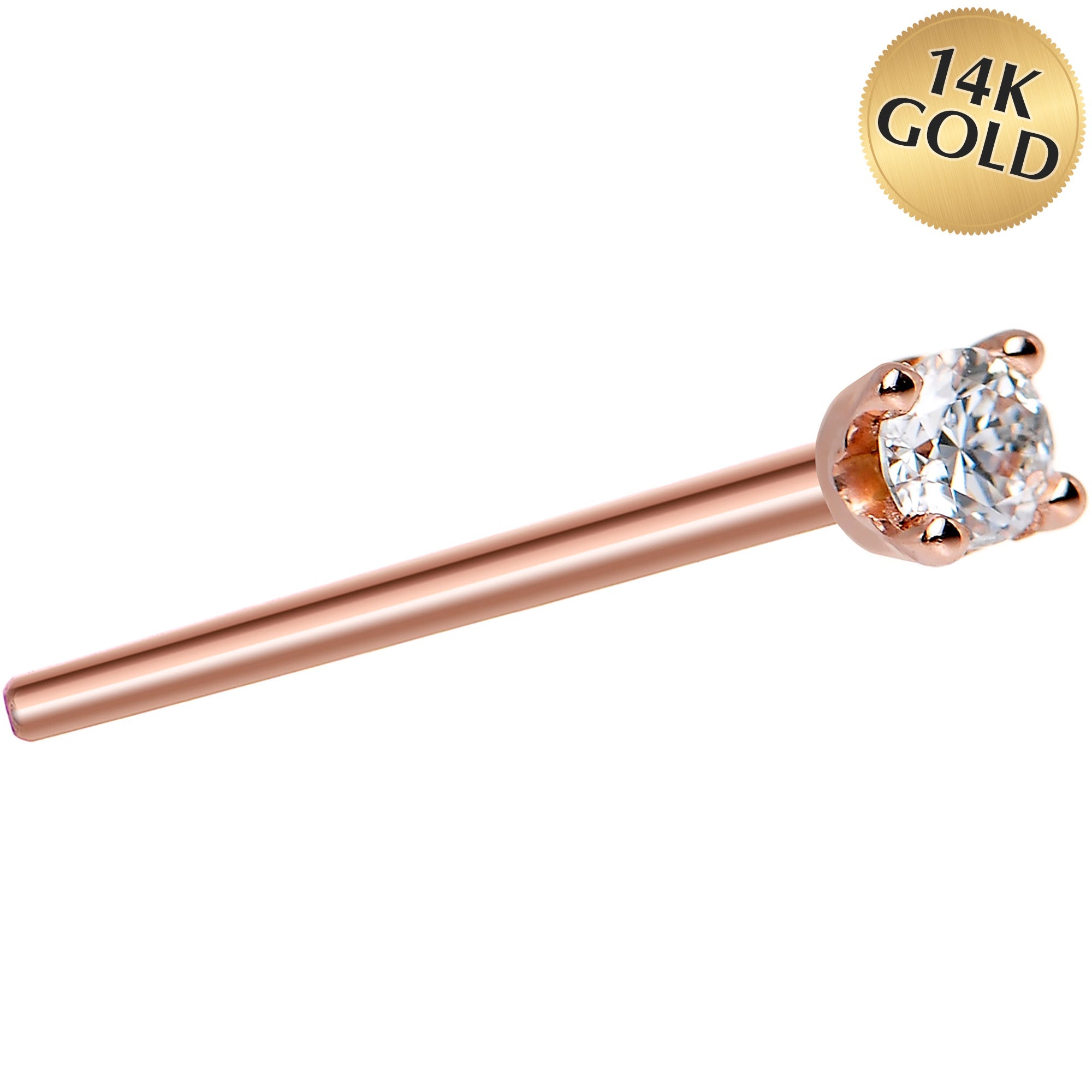 BodyCandy 14K Rose Gold 2mm Cubic Zirconia Nose Ring — alternative angle