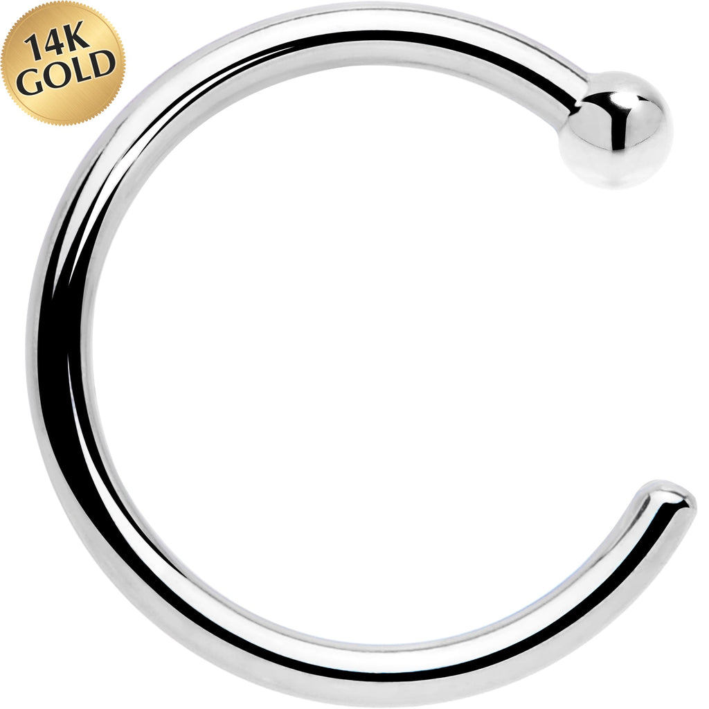 BodyCandy 20G 1/4 14k Solid White Gold Nose Hoop — main product shot