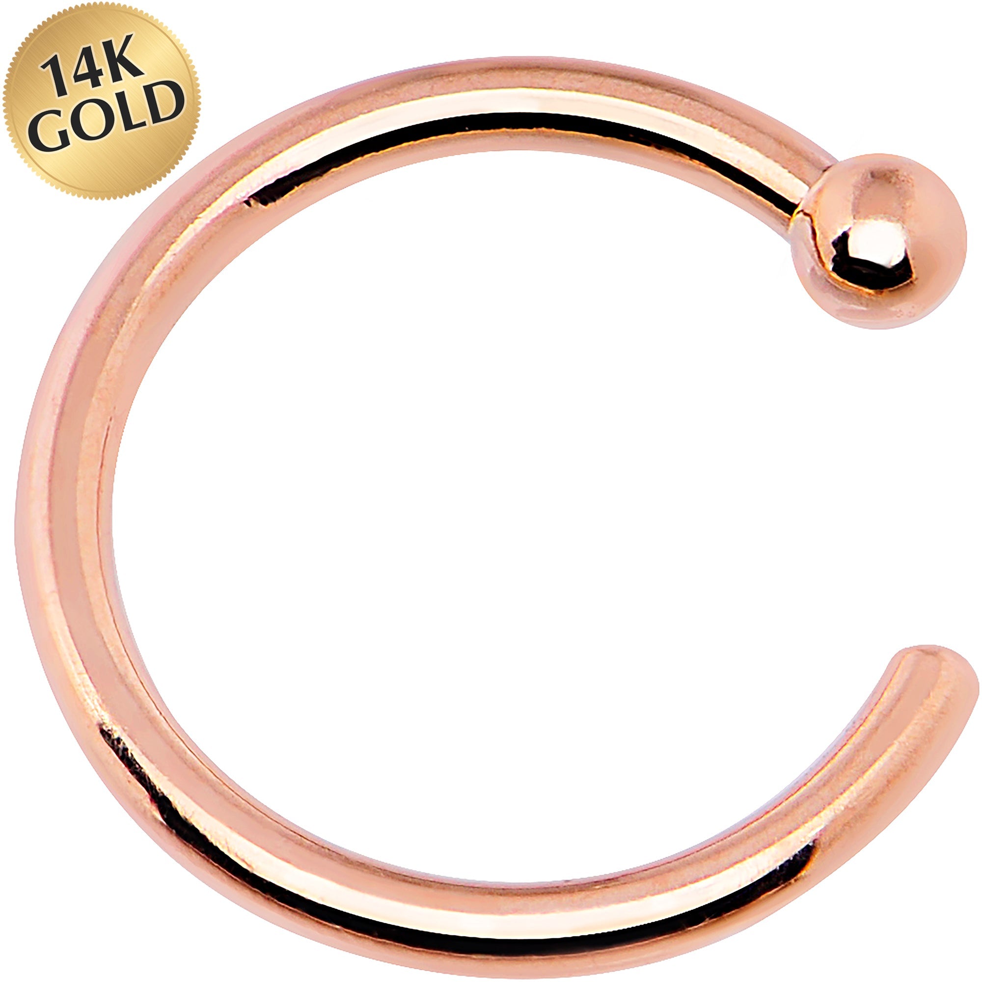 BodyCandy 20G 1/4 14k Solid Rose Gold Nose Hoop — main product shot