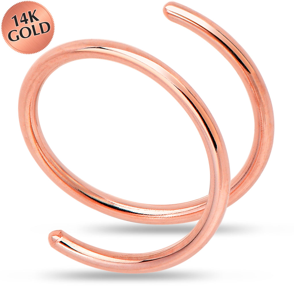 BodyCandy 14k Solid Rose Gold Double Hoop Nose Spiral Nose Ring — main product shot