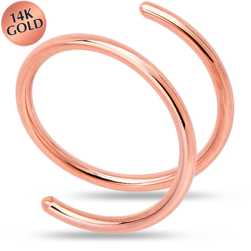 BodyCandy 14k Solid Rose Gold Double Hoop Nose Spiral Nose Ring — main product shot