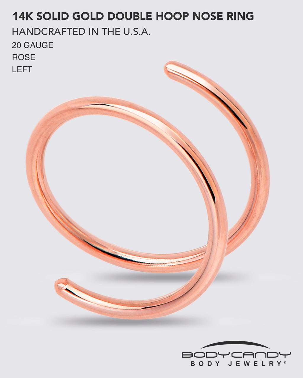 BodyCandy 14k Solid Rose Gold Double Hoop Nose Spiral Nose Ring — alternative angle