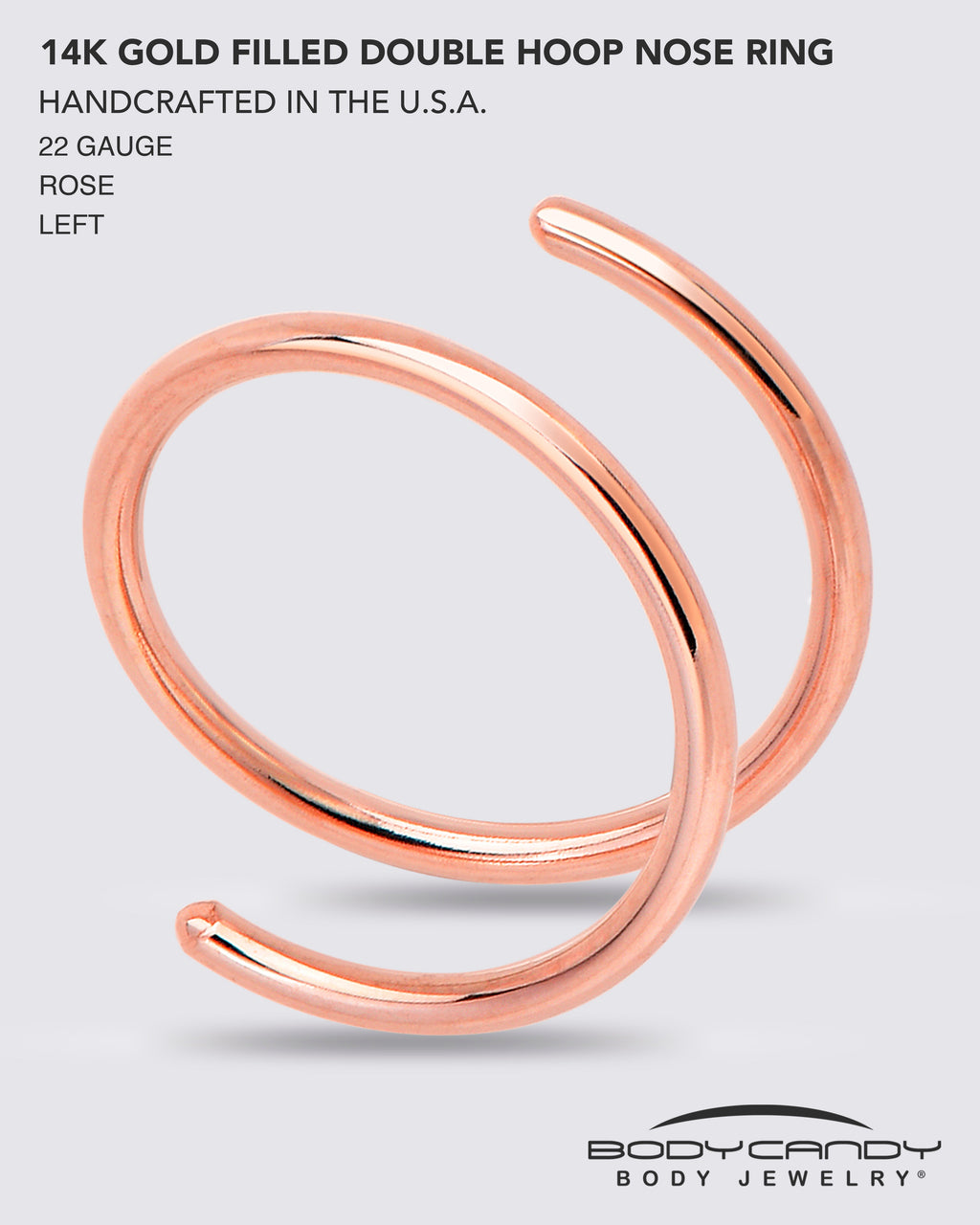 BodyCandy Double Hoop Nose 14k Rose Gold Filled Spiral Nose Ring — size reference