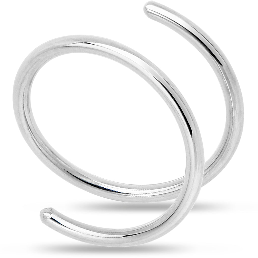 BodyCandy 14k Solid White Gold Double Hoop Nose Spiral Nose Ring — main product shot