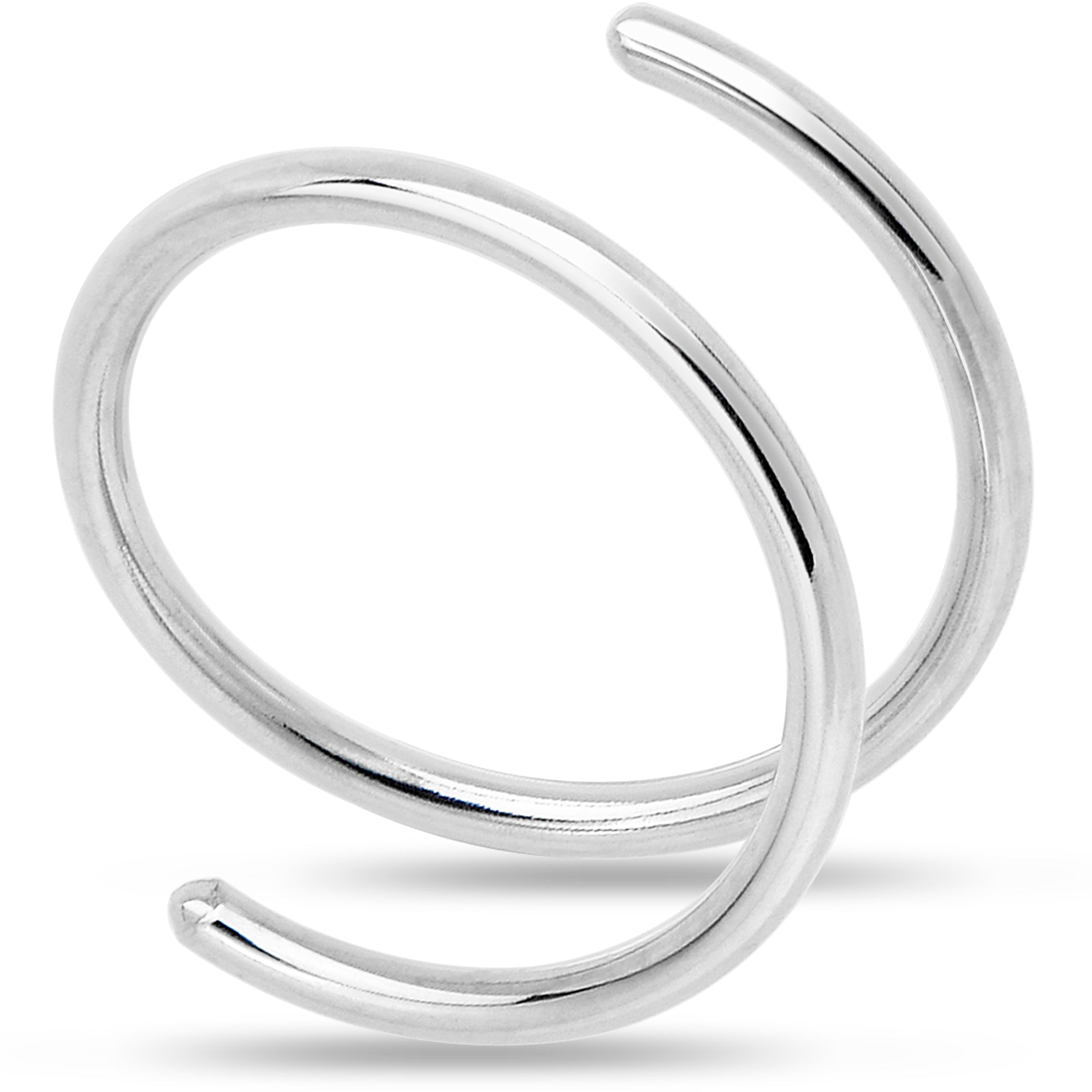 BodyCandy 14k Solid White Gold Double Hoop Nose Spiral Nose Ring — main product shot